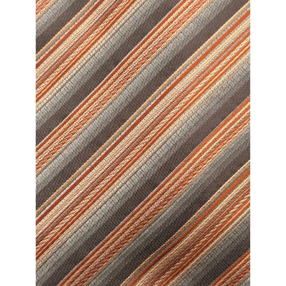 Alfani Men's Silk Necktie Gray Orange Peach Diagonal Stripe Classic Dress Tie